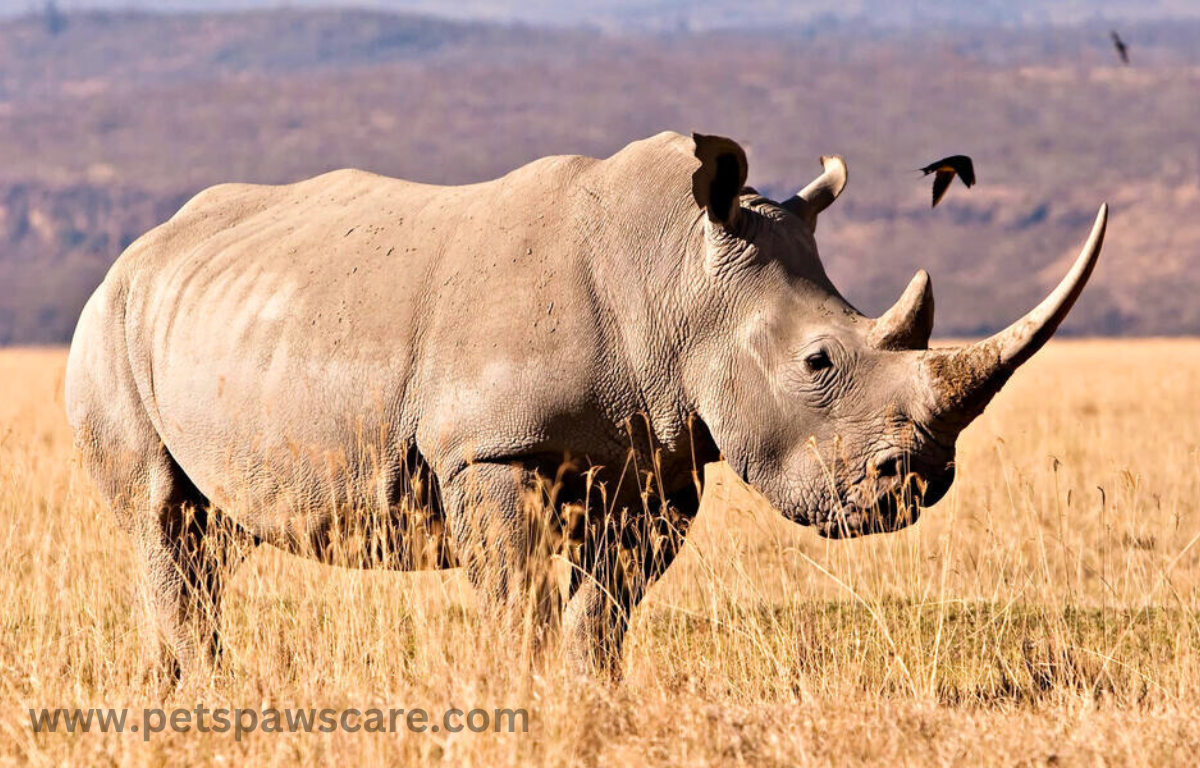 WHITE RHINOCEROS eating grass